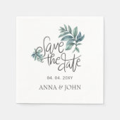 Botanisch Save the Date handgeschriebene Wasserfar Serviette (Vorderseite)