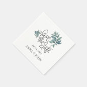 Botanisch Save the Date handgeschriebene Wasserfar Serviette (Ecke)
