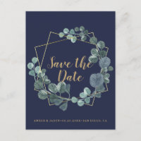 Botanisch Save the Date Navy- und Goldterrarium