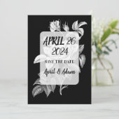 Botanisch Save the Date Schwarz und Weiß (Stehend Vorderseite)