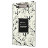 Botanisch-schwarz-weißes Magnolia Klemmbrett (Links)