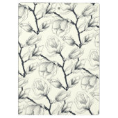 Botanisch-schwarz-weißes Magnolia Klemmbrett (Rückseite)