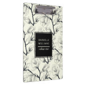 Botanisch-schwarz-weißes Magnolia Klemmbrett (Rechts)