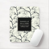Botanisch-schwarz-weißes Magnolia Mousepad (Mit Mouse)