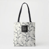 Botanisch-schwarz-weißes Magnolia Tasche (Vorderseite)