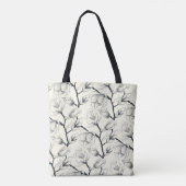 Botanisch-schwarz-weißes Magnolia Tasche (Rückseite)