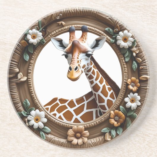 Botanisch Serengeti Runder Sandstone Getränkeuntersetzer (Vorne)