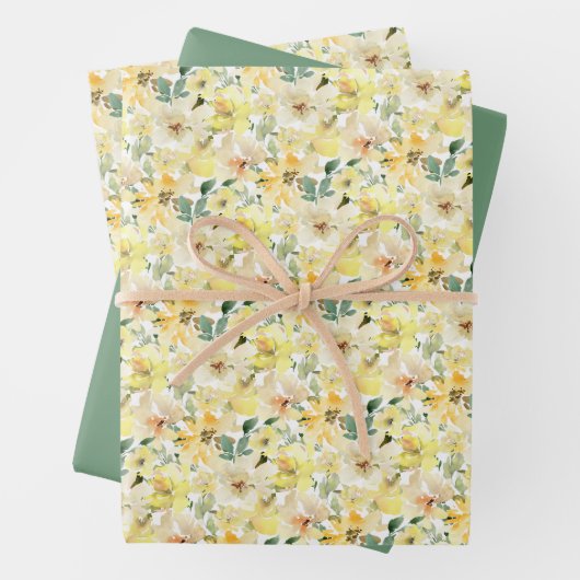 Botanisch-sonniges Gelbwasser Geschenkpapier Set (Beispiel)
