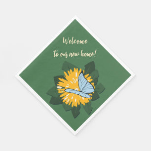 Botanisch stilisierter Löwenzahn Schmetterling Gel Serviette