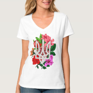 Botanisch still und ukrainisch trident tryzub T-Sh T-Shirt