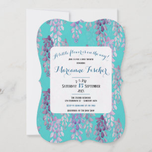Botanisch stilvolle aqua blaue Babyparty-Einladung Feiertagskarte