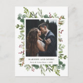 Botanisch Verheiratet & Merry New Foto Holiday Postkarte (Vorderseite)