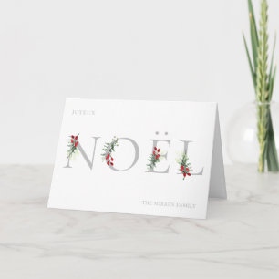 Botanisch verzierte NOEL gefaltete Foto-Feiertagsk Feiertagskarte