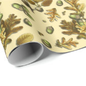 Botanisch Vintag Brown Cream Oak Blätter Acorne Geschenkpapier (Rolleneckpunkt)