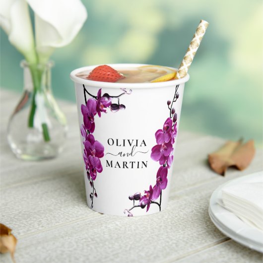 Botanisch-violette Blumen Hochzeitspapierkästen Pappbecher (In Situ)