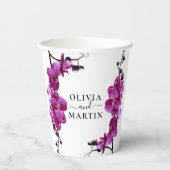 Botanisch-violette Blumen Hochzeitspapierkästen Pappbecher (Rückseite)