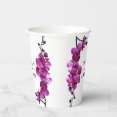 Botanisch-violette Blumen Hochzeitspapierkästen Pappbecher (Rechts)