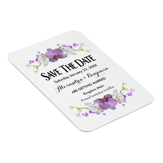 Botanisch-violette Blumen Wasserfarbe Save the Dat Magnet (Rechte Seite)
