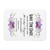 Botanisch-violette Blumen Wasserfarbe Save the Dat Magnet (Horizontal)