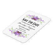 Botanisch-violette Blumen Wasserfarbe Save the Dat Magnet (Linke Seite)