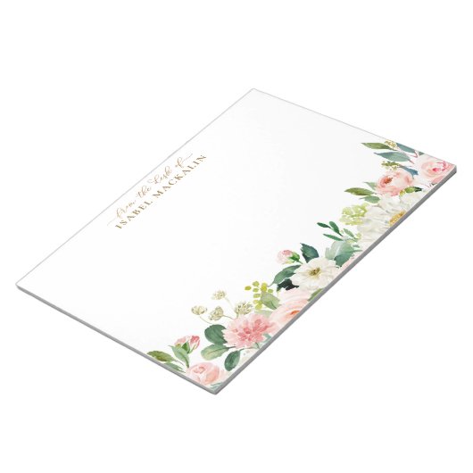 Botanisch vom Schreibtisch aus blau-rosa Notizblock (angewinkelt)