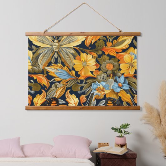 Botanisch Wandteppich Mit Holzrahmen (Schlafzimmer)