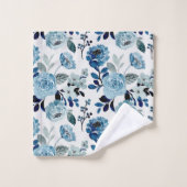 Botanisch-wasserfarbene Marine Badhandtuch Set (Waschlappen)