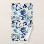 Botanisch-wasserfarbene Navy Badhandtuch Set (Handtuch)