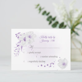 botanisch-weiß-violette Blumen RSVP Karte