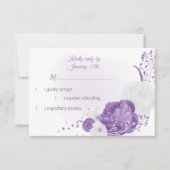 botanisch-weiß-violette Blumen RSVP Karte (Vorderseite)