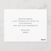 Botanisch wirst du meine Brautjungfrau sein. Blume Postkarte (Rückseite)