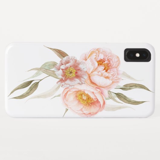 Botanisch-zartes Pink Peonies Case-Mate iPhone Hülle (Rückseite (Horizontal))