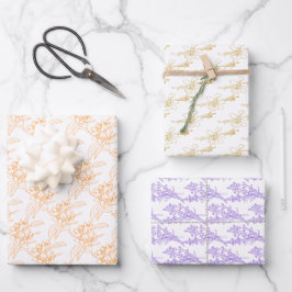 Botanisch zeichnend Vanillevendel Orangenblüte Geschenkpapier Set