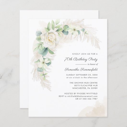 Botanische 70. Geburtstagspartei Einladung (Vorne/Hinten)