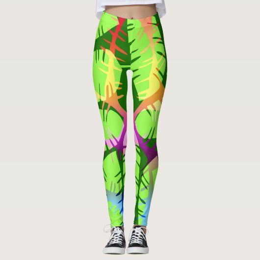 BOTANISCHE ABSTRAKTE BANANENBLÄTTER LEGGINGS (Vorderseite)