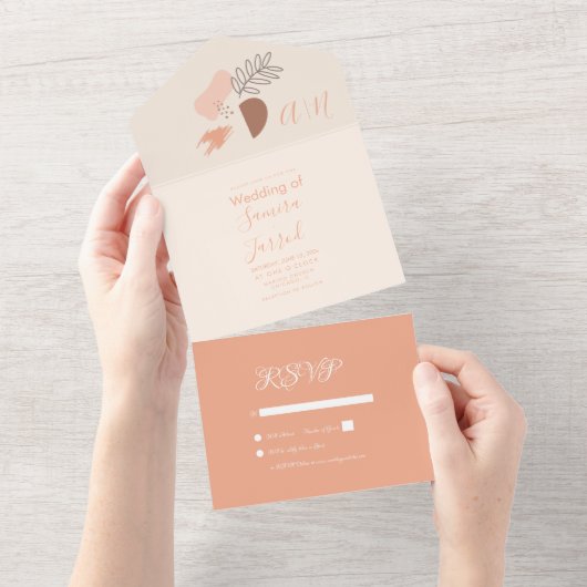 Botanische Abstrakte Blumenformen All In One Einladung (Abreißen)