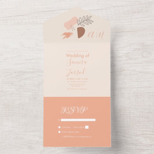 Botanische Abstrakte Blumenformen All In One Einladung (Innen Boden)