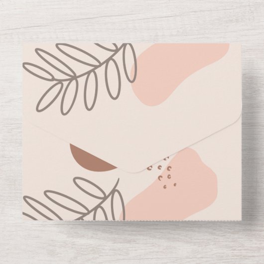 Botanische Abstrakte Blumenformen All In One Einladung (Rückseite)