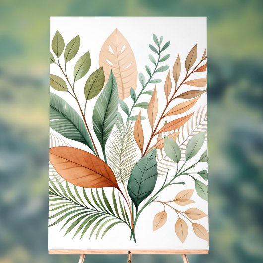 Botanische Abstrakte Mauer Kunst - Tropische Blätt Acrylschild (Neutral)