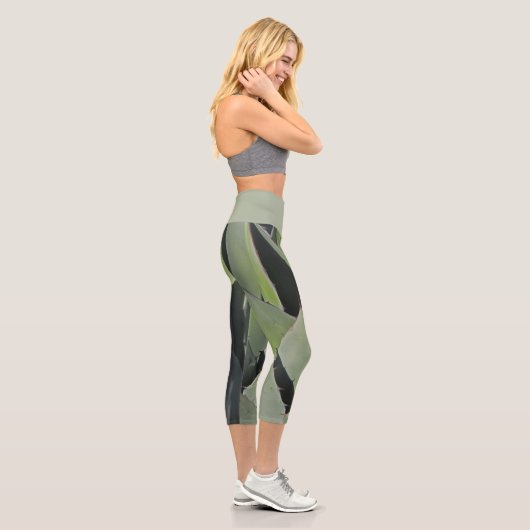 Botanische Agave Leaf Foto Wüste Pflanze Capri Leggings (Rechts)