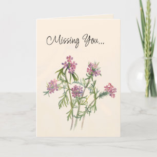 Botanische alte rosa Wildblumen  Feiertagskarte