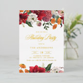 Botanische Amaryllis und Mums-Feiertag Folieneinladung (Stehend vorne)