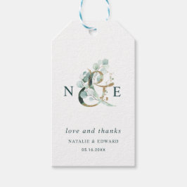 Botanische Ampersand Gold Green Wedding Vielen Dan Geschenkanhänger