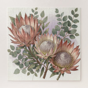 Botanische Anordnung Pink Protea Eukalyptus Puzzle