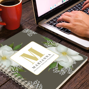 Botanische Anwendung der Floral Monogramm Notizblock