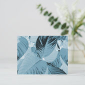 Botanische Aqua-Blätter Postkarte (individuell ein (Stehend Vorderseite)