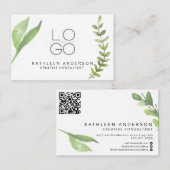 Botanische Aquakulturkarte mit QR-Code Visitenkarte (Vorne/Hinten)