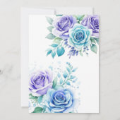 Botanische Aquamarine Blumenüberraschung 40. Gebur Einladung (Rückseite)