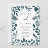 Botanische Aquamarine Hochzeit Einladung (Vorderseite)