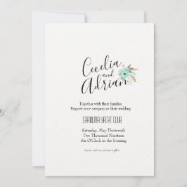 Botanische Aquamarine Hochzeit in Wasserfarbe Einl Einladung